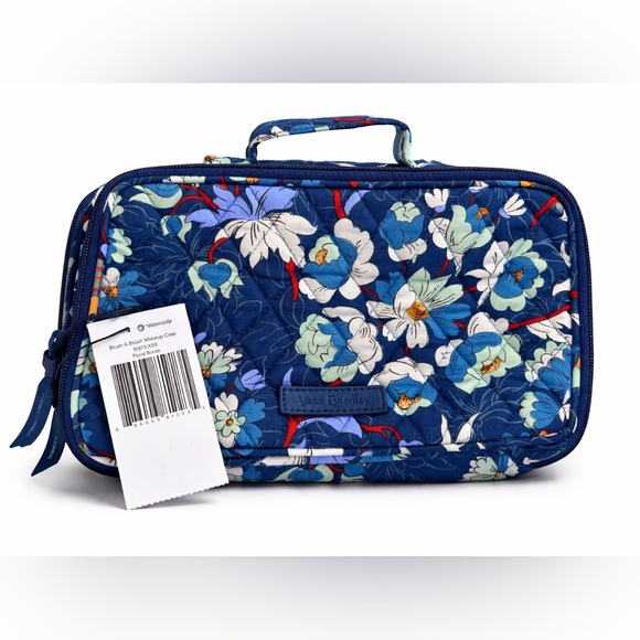 Vera Bradley Handbags - Vera Bradley Blush & Brush Makeup Case Floral Bursts Blue NWT
